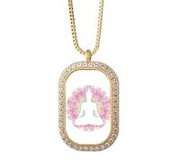 no/no Spirituality Awakening Sublimation Devotion Necklace Pendant Diamond Crystal Golden Jewelry