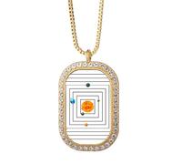 no/no square solar system earth Necklace Pendant Diamond Crystal Golden Jewelry