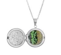 no/no Status Lotus Lake Art Deco Fashion Locket Necklace Hold Picture Jewelry Birthday Gift