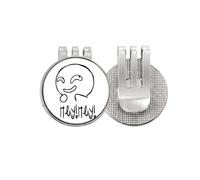 no/no Strange Sle Black Cute Chat Face Golf Ball Marker Hat Cap Clip Enamel Magnetic