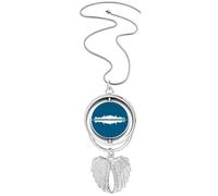 no/no Symbolic Reflections Civil Architectural Signs Pendant Angel Wings Rotating Necklace Jewelry