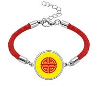 no/no Symmetrical Life Word Round Design Lucky Red String Bracelet Rope Bracelet Handmade