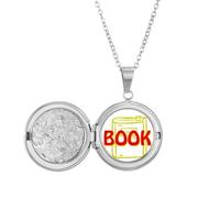 no/no Teachers Book Knowledge Learning Course Locket Necklace Hold Picture Jewelry Birthday Gift