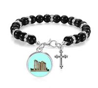 no/no Temple Building Antiquity Beaded Bracelet Boho Jewelry for Men Women