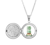no/no Temple Hong Kong Architecture Representative Locket Necklace Hold Picture Jewelry Birthday Gift