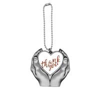 no/no Thank You Stylish Quote Handwrite Car Keychain Heart Pendant Ornament Charm