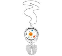 no/no Toys Connect Globe Planet Pendant Angel Wings Rotating Necklace Jewelry