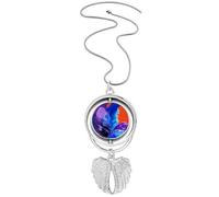 no/no twin flames surround day Pendant Angel Wings Rotating Necklace Jewelry
