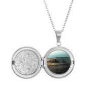 no/no Two Side Field Art Deco Fashion Locket Necklace Hold Picture Jewelry Birthday Gift