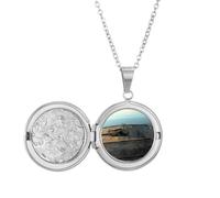 no/no Two Side Field Art Deco Fashion Locket Necklace Hold Picture Jewelry Birthday Gift
