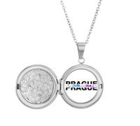 no/no Urban Electric Wave Prague Building Locket Necklace Hold Picture Jewelry Birthday Gift