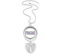 no/no Urban Electric Wave Prague Building Pendant Angel Wings Rotating Necklace Jewelry