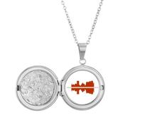 no/no Urban Landscape Signs Symbolize Reflected Tall Buildings Locket Necklace Hold Picture Jewelry Birthday Gift