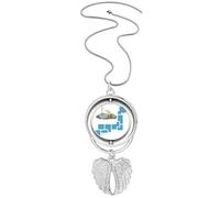 no/no Water Resource Switch Fence Pendant Angel Wings Rotating Necklace Jewelry