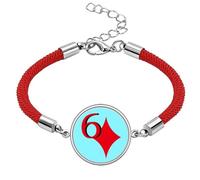 no/no Wealth 6 Poker Lucky Red String Bracelet Rope Bracelet Handmade