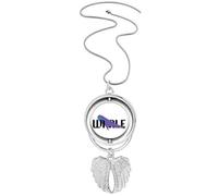 no/no Whale Mosaic Language Travel Pendant Angel Wings Rotating Necklace Jewelry