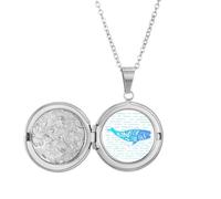 no/no Whale Ocean King Animal Art Deco Fashion Locket Necklace Hold Picture Jewelry Birthday Gift