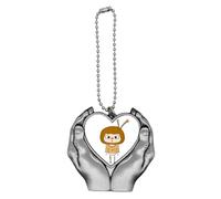 no/no Wheat Field Farmer Yellow Eat UU Car Keychain Heart Pendant Ornament Charm