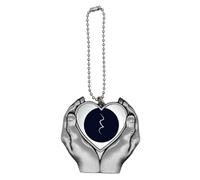 no/no White Music Quarter Rest Black Car Keychain Heart Pendant Ornament Charm