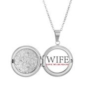 no/no Wife Love Husbands Art Deco Fashion Locket Necklace Hold Picture Jewelry Birthday Gift