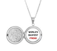 no/no World's Okayest Friend Best Quote Locket Necklace Hold Picture Jewelry Birthday Gift
