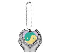 no/no Yin-Yang Taichi China Pattern Car Keychain Heart Pendant Ornament Charm