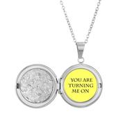 no/no You Turn Me On Impress Me Locket Necklace Hold Picture Jewelry Birthday Gift