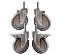 No Noise Industrial Stem Casters - 5" Swivel Wheels with Brake TPR Rubber M12x100mm Threaded Replacement - Pack of 4 for Smooth Mobility and Stability