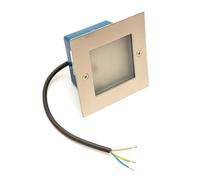 No Nonsense Products LED Outdoor Step Light Square White Recessed Waterproof IP65 10.5x10.5cm Garden Patio Wall Brick Night Light Stainless Steel (Warm White)