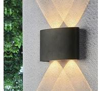 No Nonsense Products Outdoor Wall Lights Mains Powered Black LED Waterproof IP65 4W Up & Down Garden Patio Night Light Size 12x8x4cm Warm White Wall Mounting