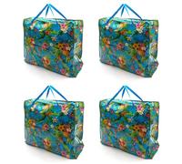 No Nonsense Products X-Large Beach Bags Water Resistant Splash Proof Zipped Strong Extra Large Jumbo Size 75x60x25cm Inside Zip Pocket Reusable Holiday Bag (4, Tropical)