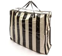 No Nonsense Products X-Large Beach Bags Water Resistant Splash Proof Zipped Strong Extra Large Jumbo Size 75x60x25cm Inside Zip Pocket Reusable Holiday Bag (10, Black & White Stripes)