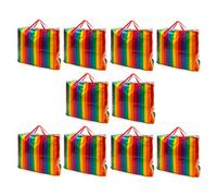 No Nonsense Products X-Large Beach Bags Water Resistant Splash Proof Zipped Strong Extra Large Jumbo Size 75x60x25cm Inside Zip Pocket Reusable Holiday Bag (10, Rainbow Stripes)