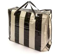 No Nonsense Products X-Large Beach Bags Water Resistant Splash Proof Zipped Strong Extra Large Jumbo Size 75x60x25cm Inside Zip Pocket Reusable Holiday Bag (5, Thick Black & White Stripes)