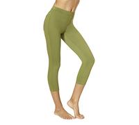 No Nonsense Women's Classic Denim Capri Leggings with Pockets, Comfortable Stretch Pull on Pants, Fatigue, Large