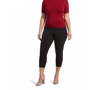 No Nonsense Women's Cotton Blackout Capri Legging, Black, 1X