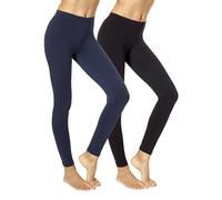 No Nonsense Women's Cotton Legging, Black/Twilight-2 Pair Pack, Large (Pack of 2)