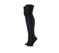 No Nonsense Women's Expantech Opaque Tights, 40 Denier, Black/Black-2 Pair Pack, L-XL