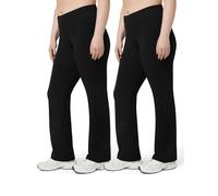 No Nonsense Women's High Waist Flared Bootcut Yoga Pants with Wide Waistband No Show Coverage Leggings, Black/Black-2 Pair Pack, XL (Pack of 2)