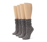 No Nonsense Women's Slub Slouch Boot Sock, 4 Pair Pack, Black Marl, 4-10