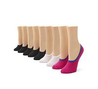 No Nonsense Women's Soft and Breathable High Profile Mesh Liner Sock, 9 Pair Pack, Assorted 5: Black/White/Raspberry Sorbet, One Size