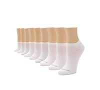 No Nonsense Women's Soft and Breathable No Show Liner Sock with Arch Clinch Support, 9 Pair Pack, White, One Size