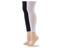 No Nonsense Women's Super Opaque Control Top Footless Tights, 100 den, Black/White, XL