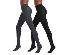No Nonsense Women's Super-Opaque Control-top Tights, 90 den, Black/Cobblestone, XL (Pack of 2)
