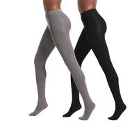 No Nonsense Women's Super-Opaque Control-top Tights, 90 den, Black/Steel, S (Pack of 2)