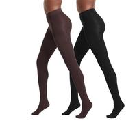 No Nonsense Women's Super Opaque Control-top Tights, 90 Denier, Black/Espresso, M (Pack of 2)