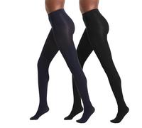 No nonsense womens Super-opaque Control-top Tights, Black/Navy, L