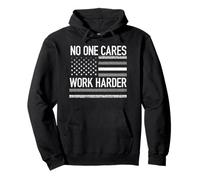 No One Cares Work Harder Motivational Workout Gym USA Flag Pullover Hoodie