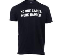 No One Cares, Work Harder | Weight Lifting Saying Workout Tee Shirt, Motivational Phrase T-Shirt for Men, Black, Large