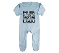 No one Else Will Know My Heart from Inside Statement Baby Romper Jumpsuit with feet, 6-12 Months, Pastel Blue